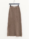 SWAYING 25 Fall/Winter Collection: Fringe-trimmed Yak Wool Maxi Skirt SW-SW25AW3B15C1S2-HZ (Gray-Brown)
